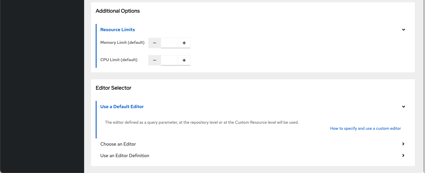 Configuring resources and editors for a restored workspace